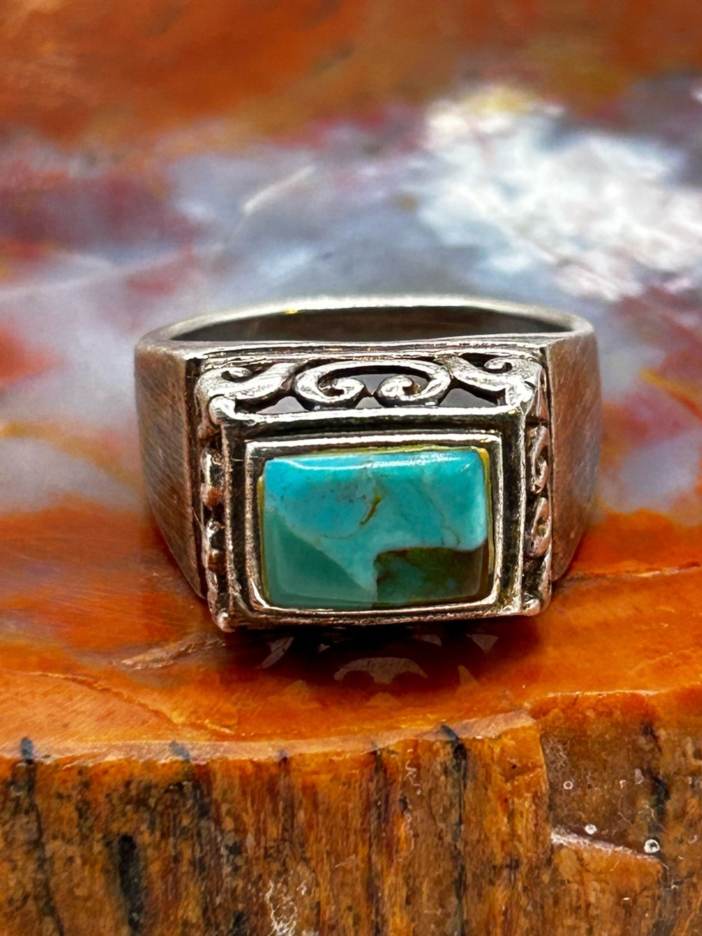 Sterling Silver Turquoise Ring - Size 7